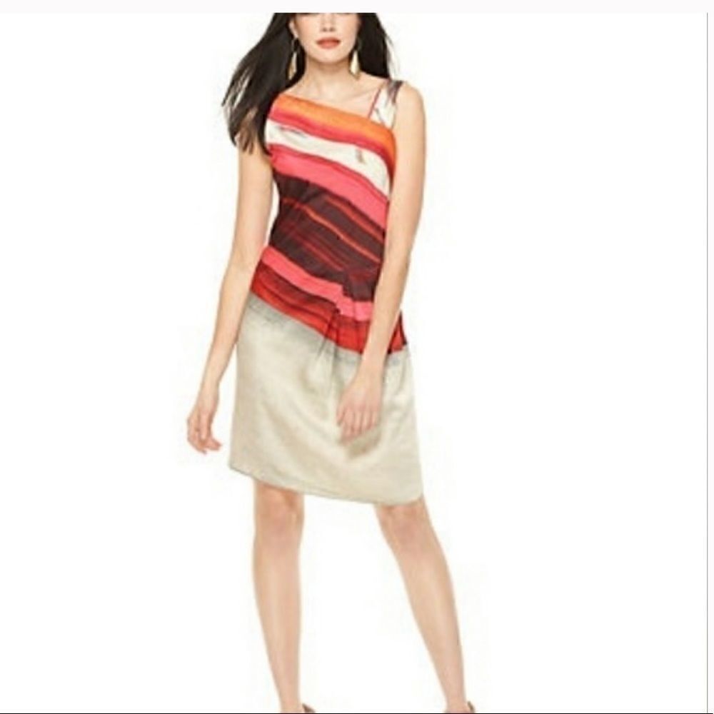 Rachel Roy Asymmetrical Striped Gathered Dress